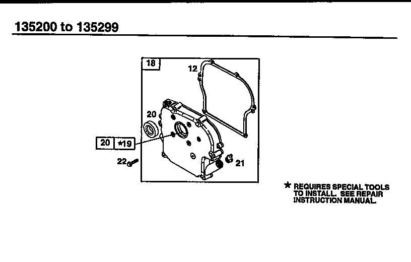 Crankcase 2 Diagram and Parts List for 135200-135299 0001-0013 Briggs and Stratton Engine